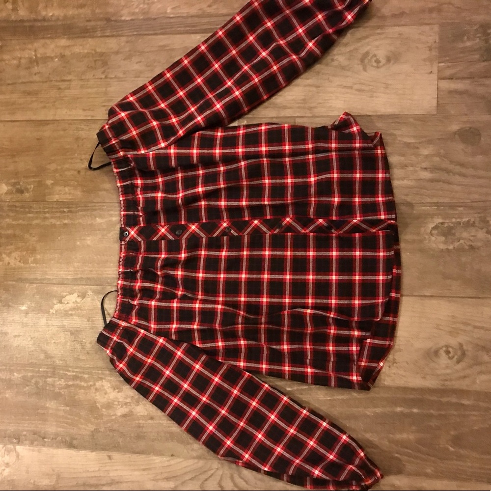 Mixed Threads off the shoulder plaid medium shirt